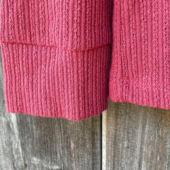 NWT Pink Clover Ribbed Knit Mock Ruffle Neck Top Womens M Raspberry Long Sleeve - Picture 8 of 11